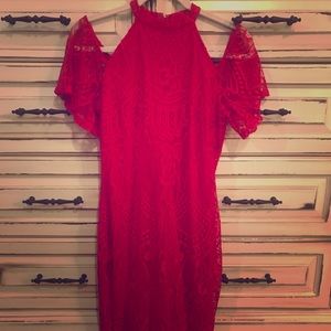 Red lace dress
